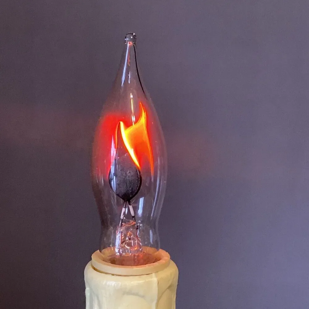 Vintage Christmas Window Candle Wax Drip ORNATE HOLLY BASE Electric Corded